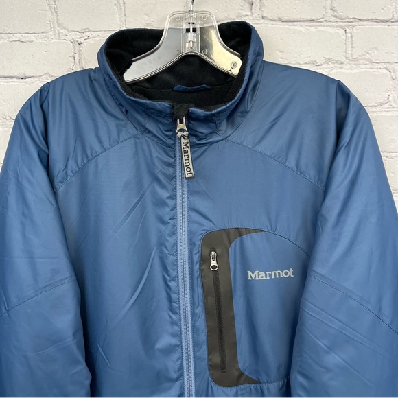 Marmot Lightweight Fleece-Lined Full Zip Windbreaker Jacket Blue Sz L - Picture 2 of 13